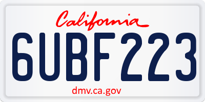 CA license plate 6UBF223