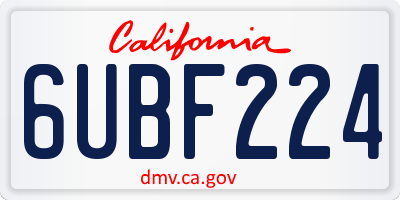 CA license plate 6UBF224