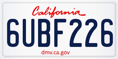 CA license plate 6UBF226