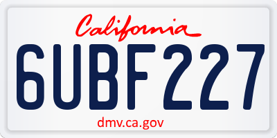 CA license plate 6UBF227