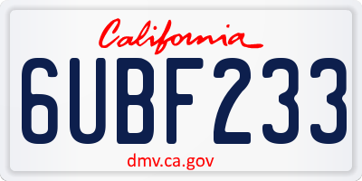 CA license plate 6UBF233