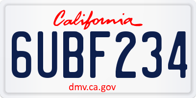 CA license plate 6UBF234