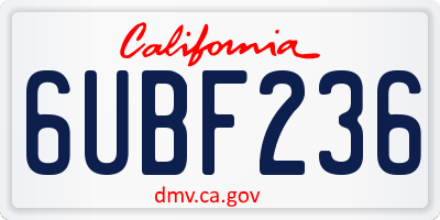 CA license plate 6UBF236