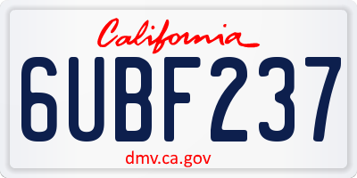 CA license plate 6UBF237