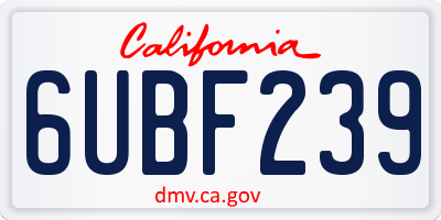 CA license plate 6UBF239