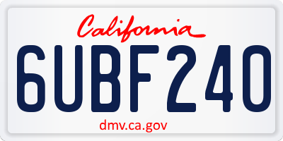 CA license plate 6UBF240