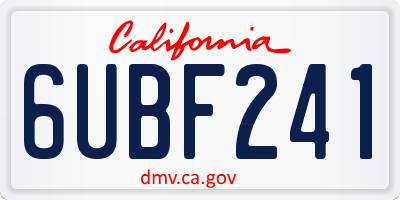 CA license plate 6UBF241