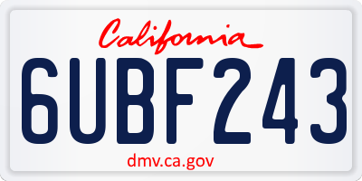 CA license plate 6UBF243