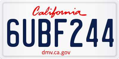CA license plate 6UBF244