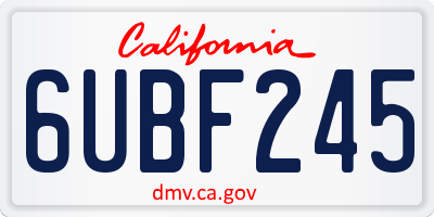 CA license plate 6UBF245