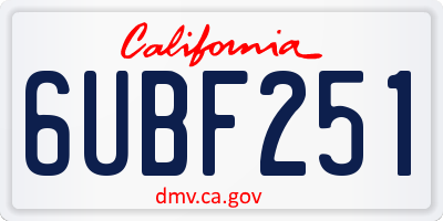 CA license plate 6UBF251