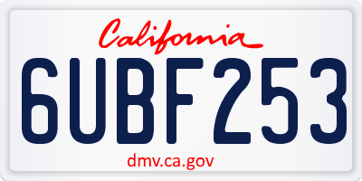 CA license plate 6UBF253