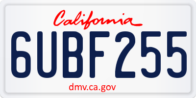 CA license plate 6UBF255