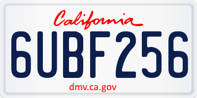CA license plate 6UBF256