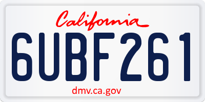 CA license plate 6UBF261