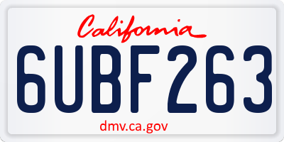 CA license plate 6UBF263