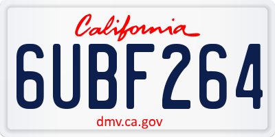 CA license plate 6UBF264