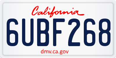 CA license plate 6UBF268