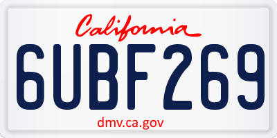 CA license plate 6UBF269