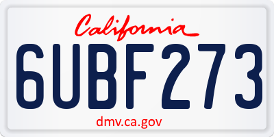 CA license plate 6UBF273