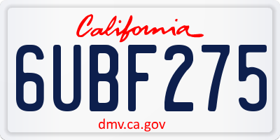 CA license plate 6UBF275