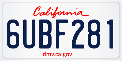 CA license plate 6UBF281