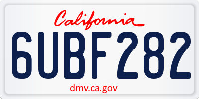 CA license plate 6UBF282