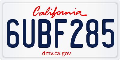 CA license plate 6UBF285