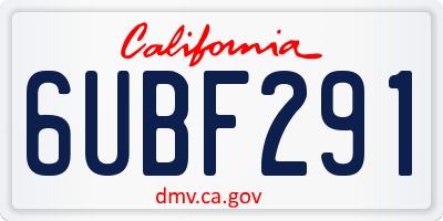 CA license plate 6UBF291