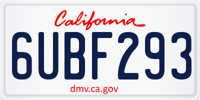 CA license plate 6UBF293