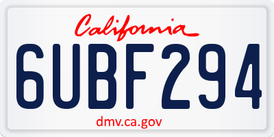 CA license plate 6UBF294