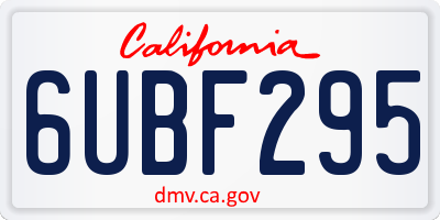 CA license plate 6UBF295