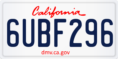 CA license plate 6UBF296