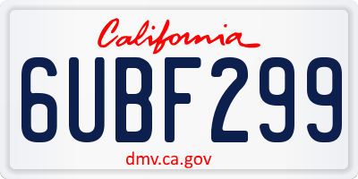 CA license plate 6UBF299