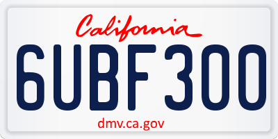 CA license plate 6UBF300