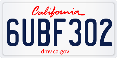 CA license plate 6UBF302