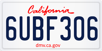 CA license plate 6UBF306