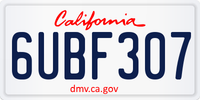 CA license plate 6UBF307