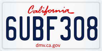CA license plate 6UBF308