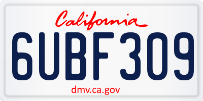 CA license plate 6UBF309