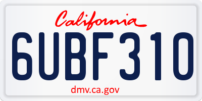 CA license plate 6UBF310