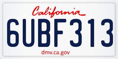 CA license plate 6UBF313