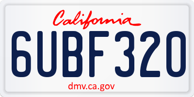 CA license plate 6UBF320
