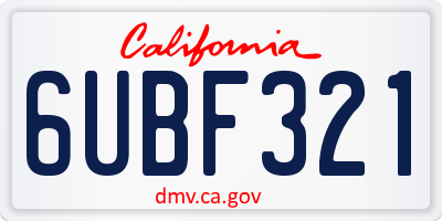 CA license plate 6UBF321