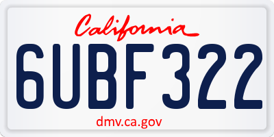 CA license plate 6UBF322