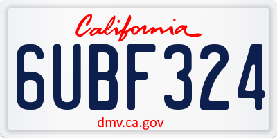 CA license plate 6UBF324