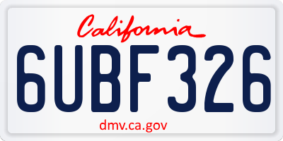 CA license plate 6UBF326