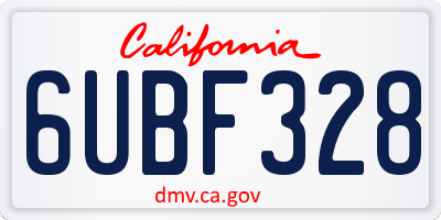 CA license plate 6UBF328