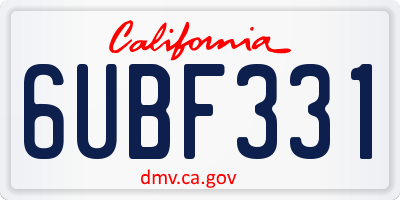 CA license plate 6UBF331