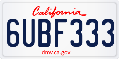 CA license plate 6UBF333